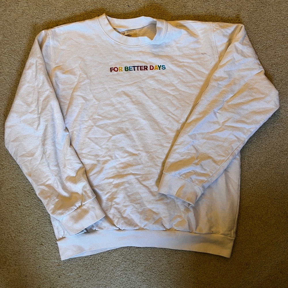 For Better Days Rainbow Logo White Crewneck